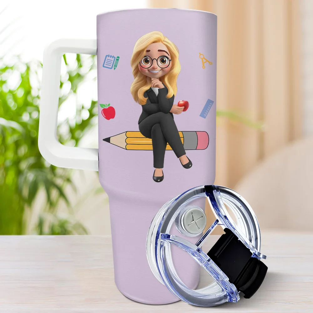 It Takes A Big Heart To Teach Little Minds - Personalized 40oz Tumbler With Straw - Image 3