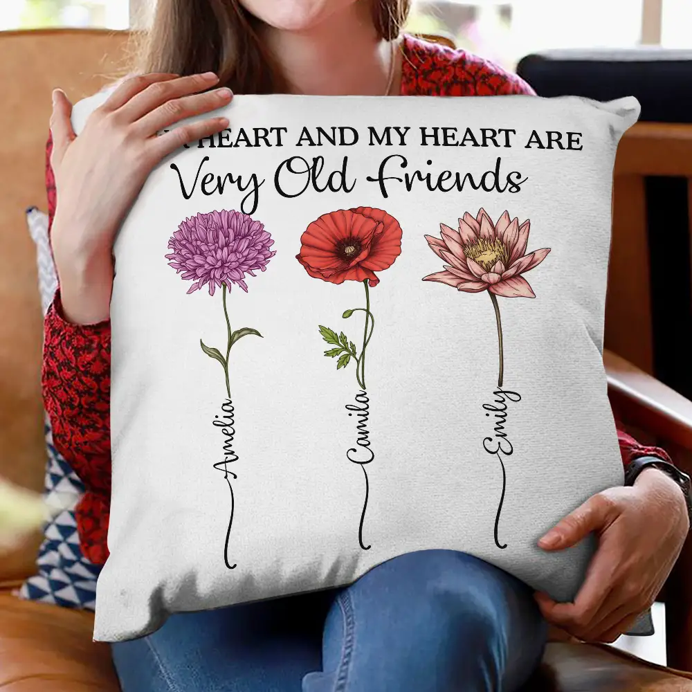 It Takes A Long Time To Grow An Old Friend Birth Flower - Personalized Pillow - Image 2