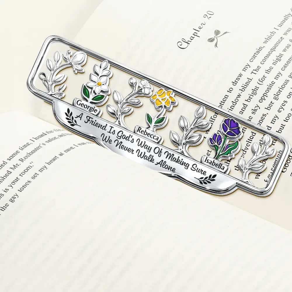 It Takes A Long Time To Grow An Old Friend Birth Month Flower - Personalized Custom Shaped Metal Bookmark - Image 2