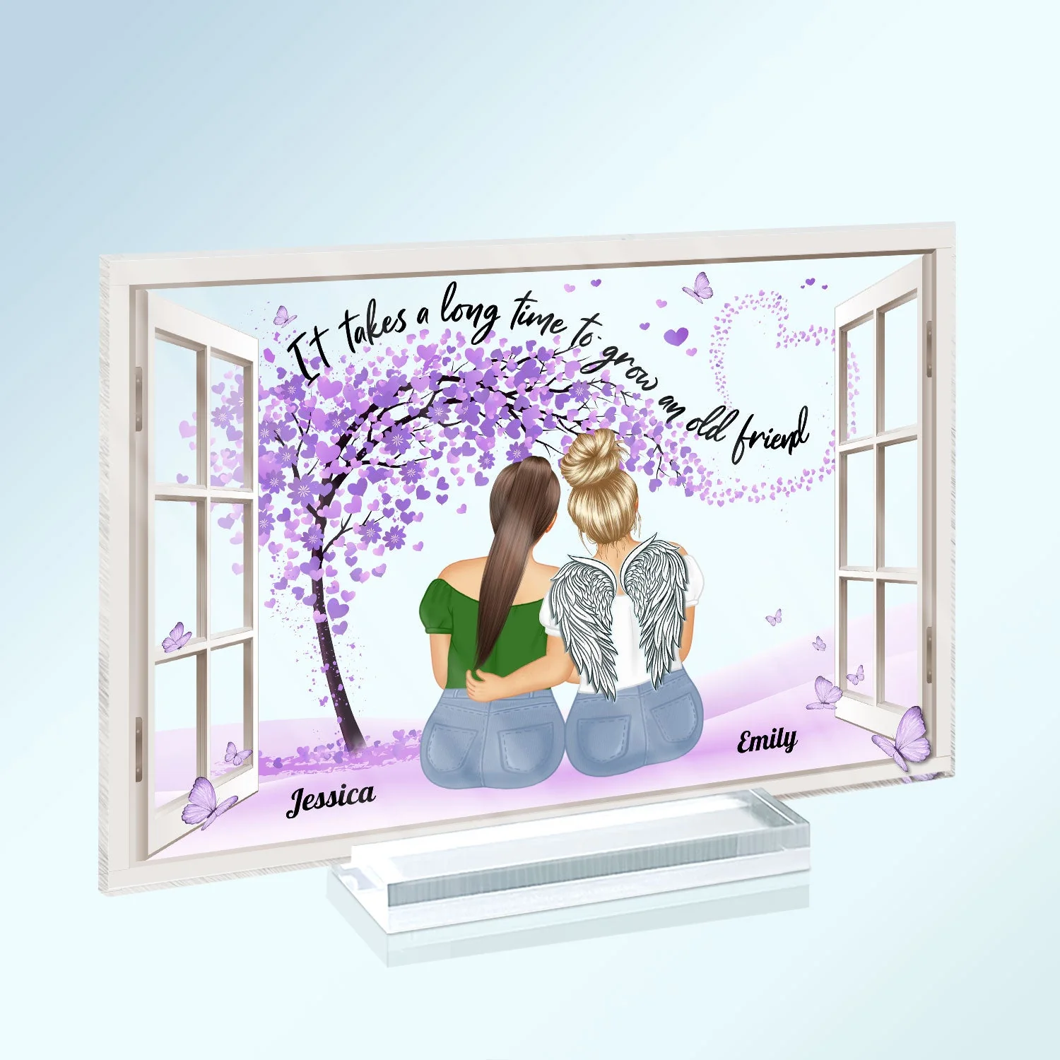 It Takes A Long Time To Grow An Old Friend - Birthday, Loving, Holiday Gift For Bestie, Soul Sister - Personalized Horizontal Rectangle Acrylic Plaque - Image 2