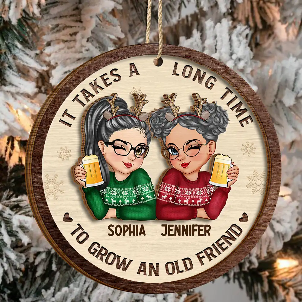 It Takes A Long Time To Grow An Old Friend Christmas - Personalized 2-Layered Wooden Ornament - Image 3