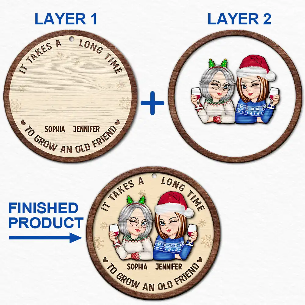 It Takes A Long Time To Grow An Old Friend Christmas - Personalized 2-Layered Wooden Ornament - Image 6