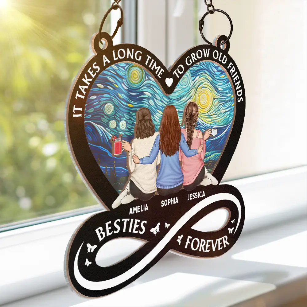 It Takes A Long Time To Grow An Old Friend Friendship - Personalized Window Hanging Suncatcher Ornament - Image 3