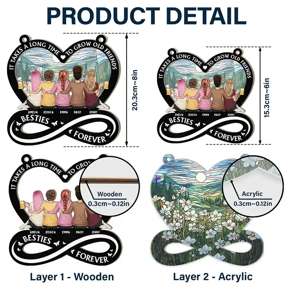 It Takes A Long Time To Grow An Old Friend Friendship - Personalized Window Hanging Suncatcher Ornament - Image 5