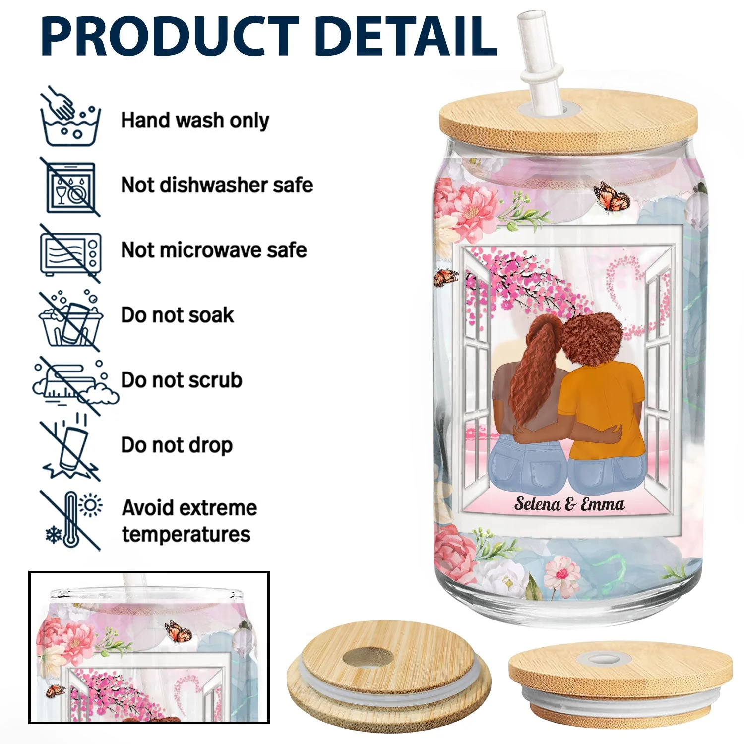 It Takes A Long Time To Grow An Old Friend - Gift For Besties - Personalized Clear Glass Can - Image 4