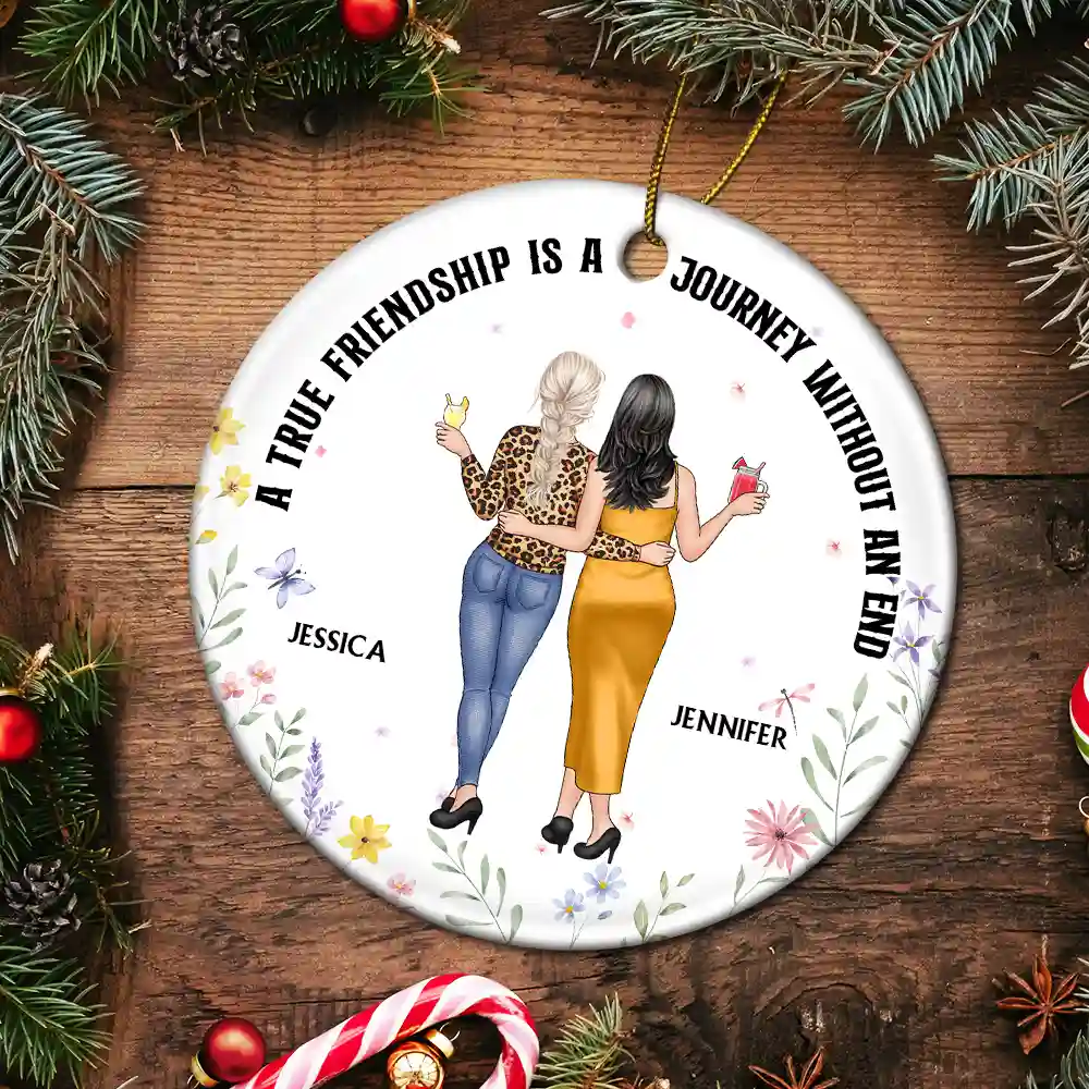 It Takes A Long Time To Grow An Old Friend - Personalized Circle Ceramic Ornament - Image 5