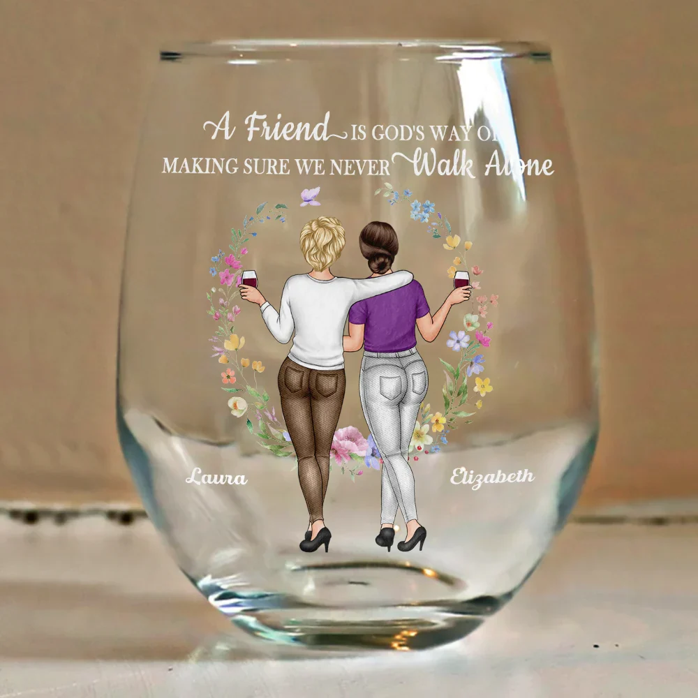 It Takes A Long Time To Grow An Old Friend - Personalized Stemless Wine Glass - Image 4
