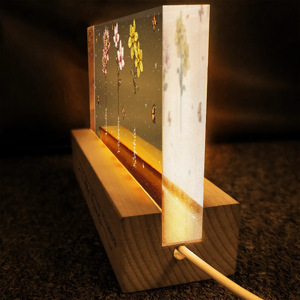 It Takes A Long Time To Grow Old Friends Birth Flowers - Personalized Rectangle LED Light - Image 4