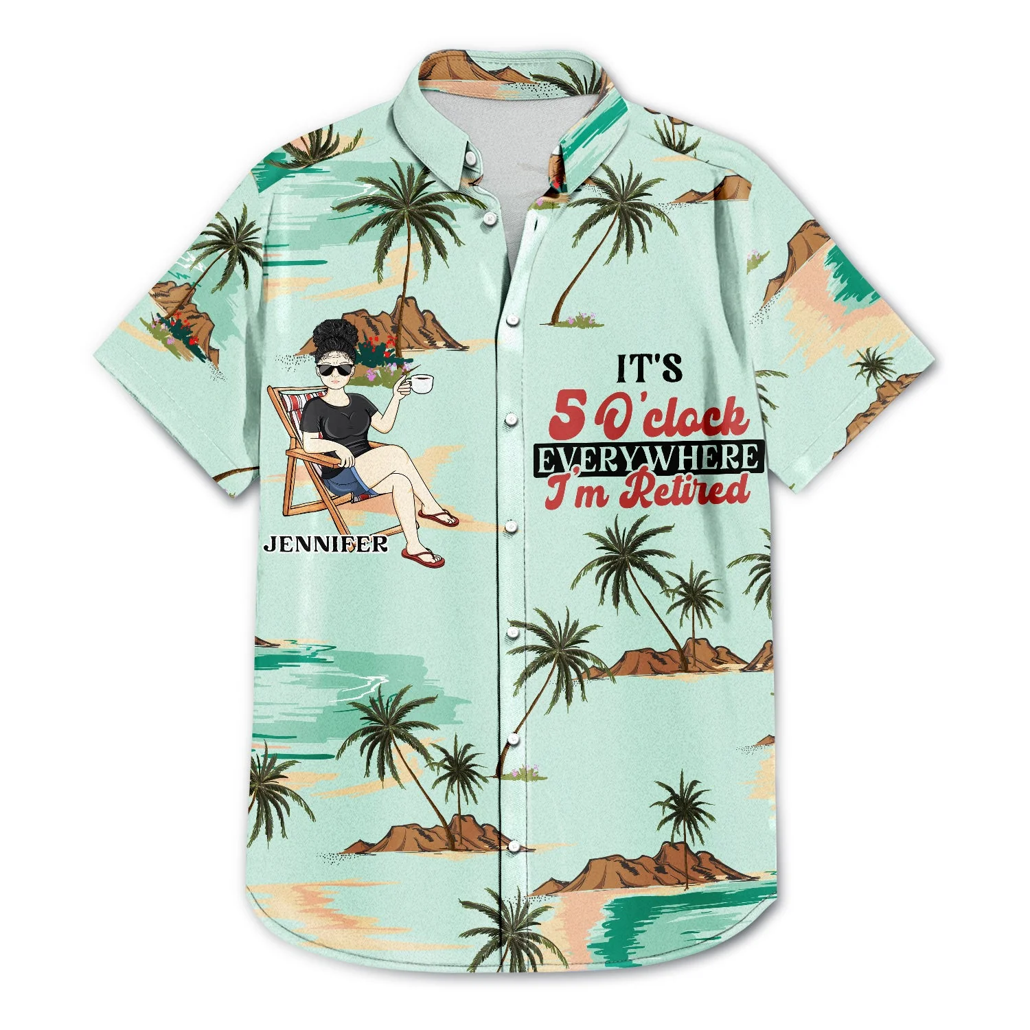 It's 5 O'clock Everywhere I'm Retired - Personalized Hawaiian Shirt - Image 3