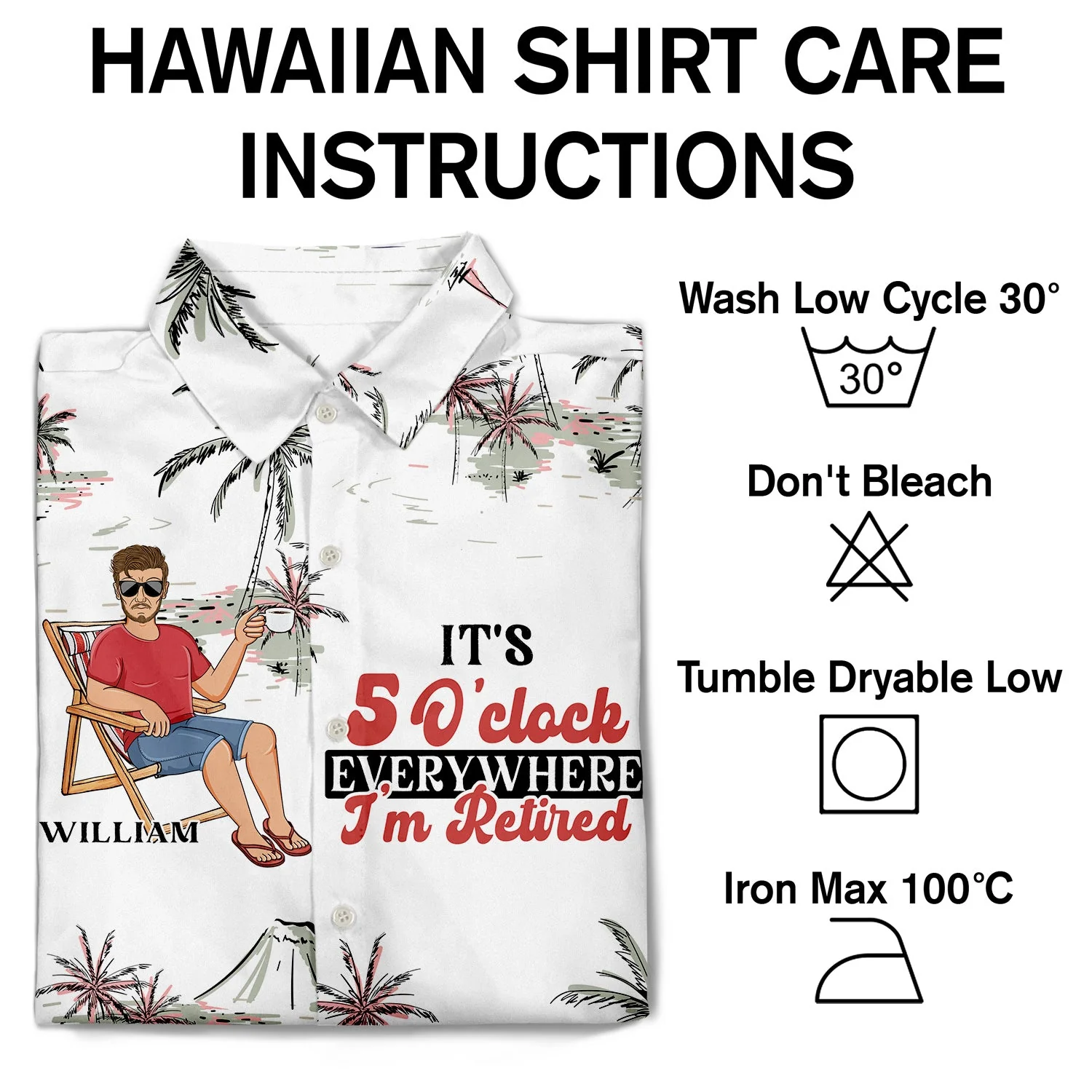 It's 5 O'clock Everywhere I'm Retired - Personalized Hawaiian Shirt - Image 6