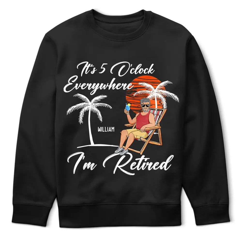 It's 5 O'clock Everywhere Retirement - Personalized T Shirt - Image 5