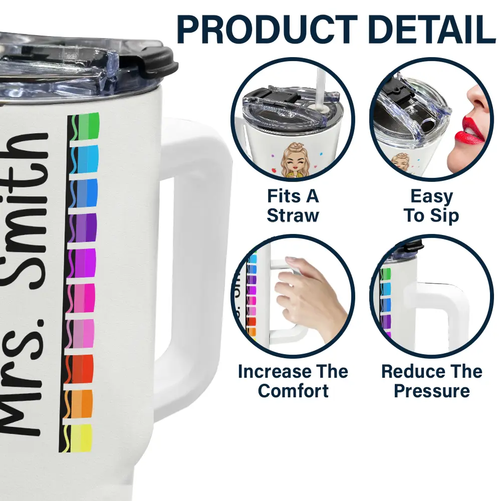 It's A Good Day To Teach Tiny Humans Teacher - Personalized 40oz Tumbler With Straw - Image 5
