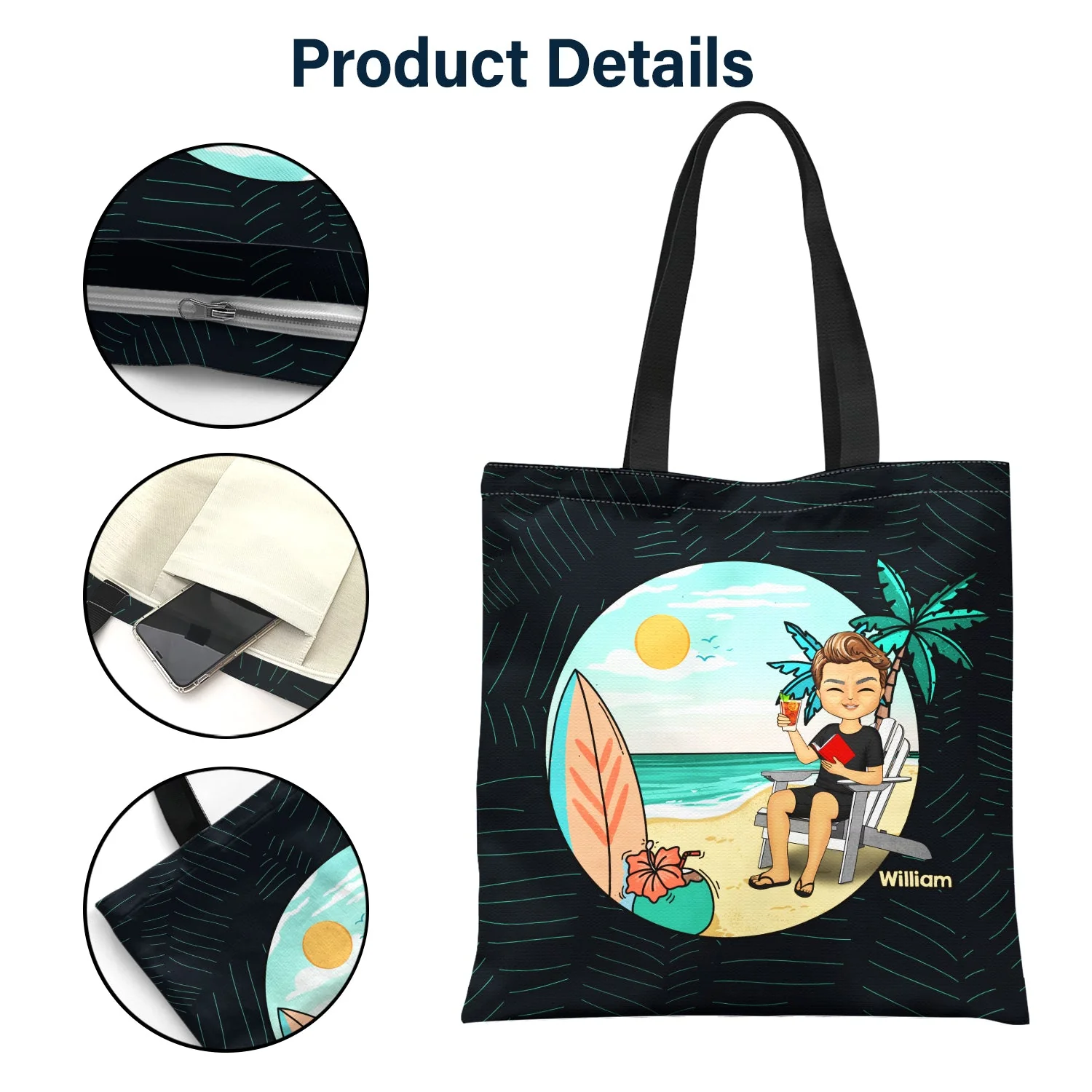 It's Always Summer Vacation Retired - Personalized Custom Zippered Canvas Bag - Image 4
