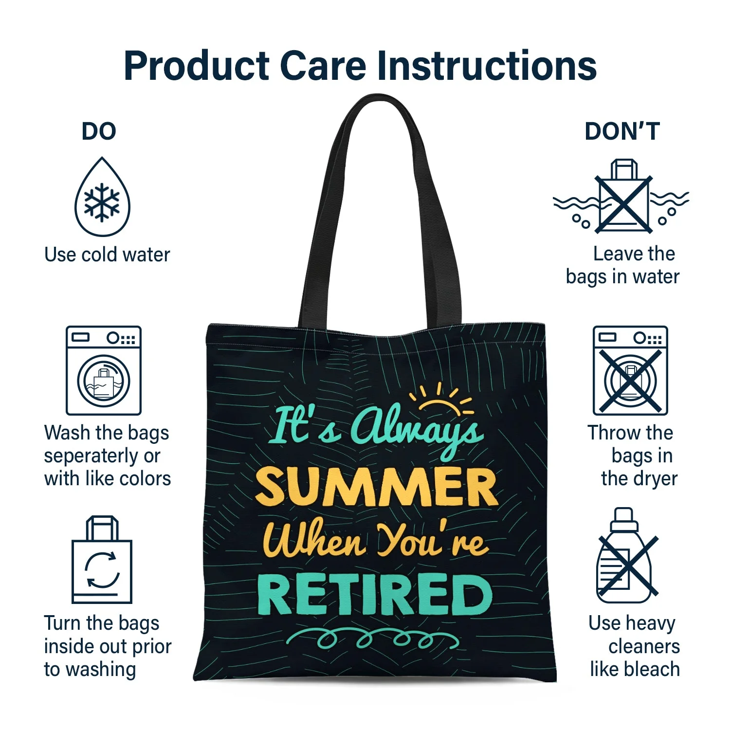 It's Always Summer Vacation Retired - Personalized Custom Zippered Canvas Bag - Image 6