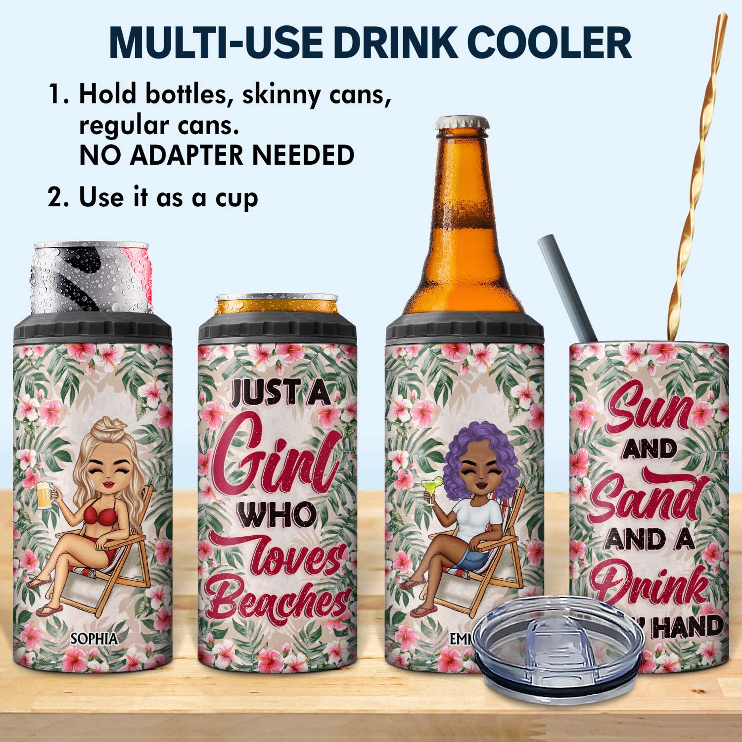 It's Called Summer Water - Birthday, Funny Gift For Her, Besties, Family - Personalized Custom 4 In 1 Can Cooler Tumbler - Image 2