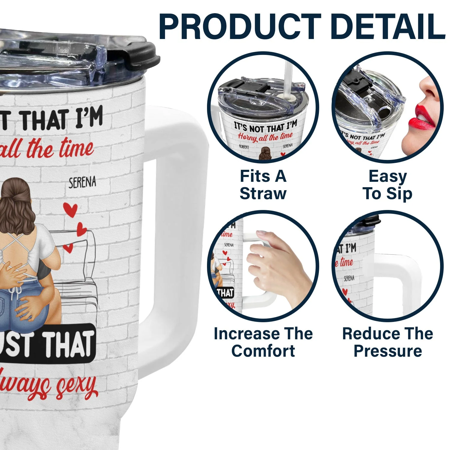 It's Just You Always Sexy - Gift For Couples - Personalized 40oz Tumbler With Straw - Image 5