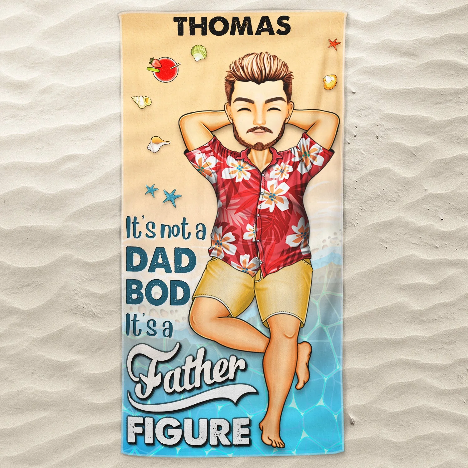 It's Not A Dad Bod It's A Father Figure - Birthday, Loving, Decor Gift For Dad, Father, Grandpa, Grandfather - Personalized Custom Beach Towel - Image 3