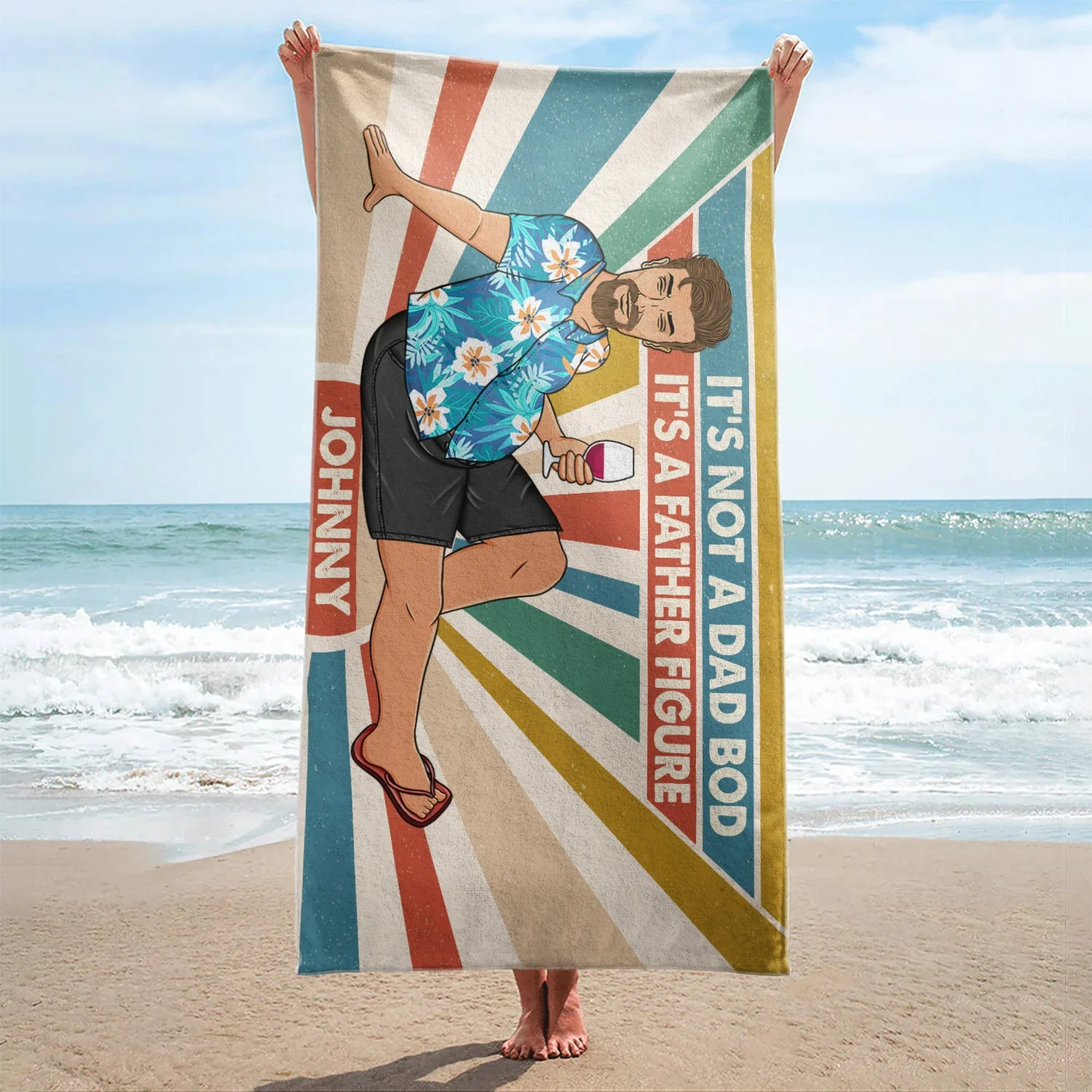 It's Not A Dad Bod It's Father Figure - Birthday, Loving Gift For Father, Papa, Grandpa, Grandfather - Personalized Custom Beach Towel - Image 2