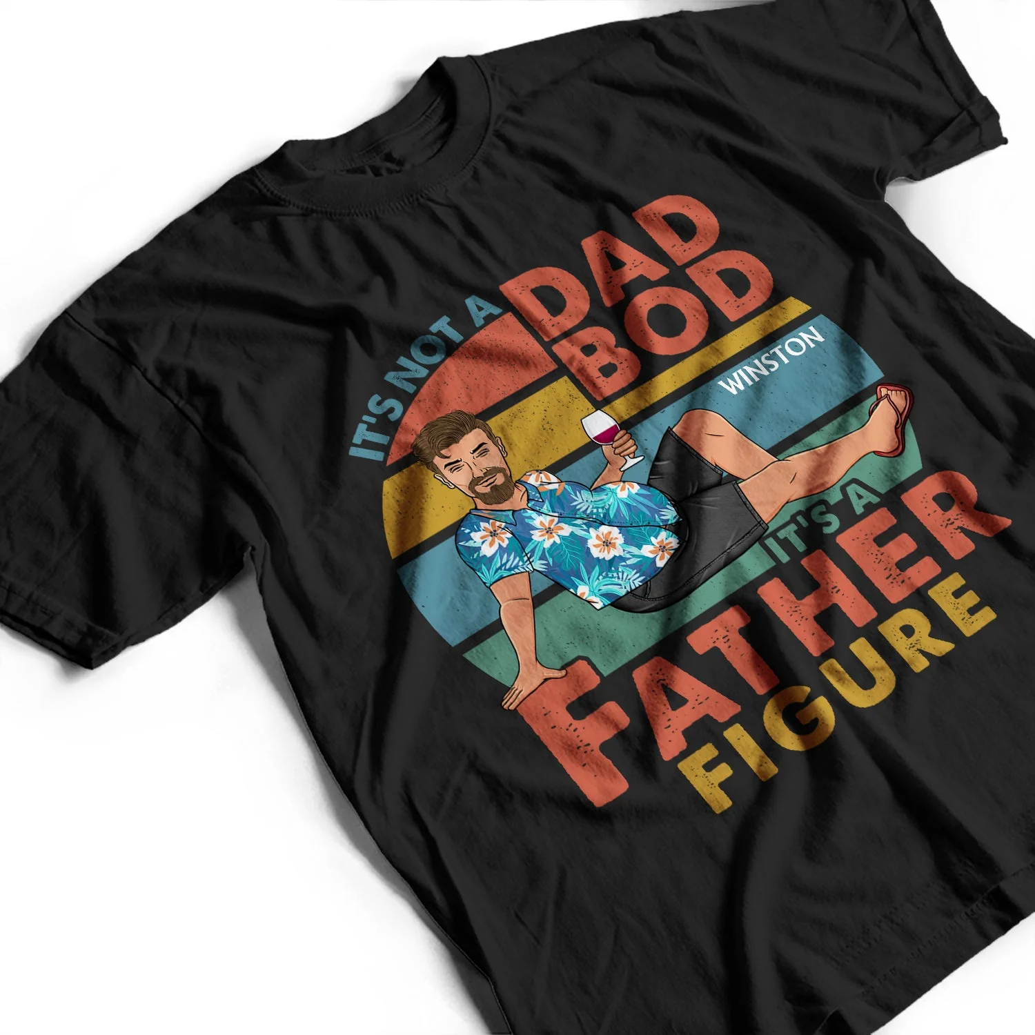 It's Not A Dad Bod It's Father Figure - Birthday, Loving Gift For Father, Papa, Grandpa, Grandfather - Personalized Custom T Shirt - Image 3