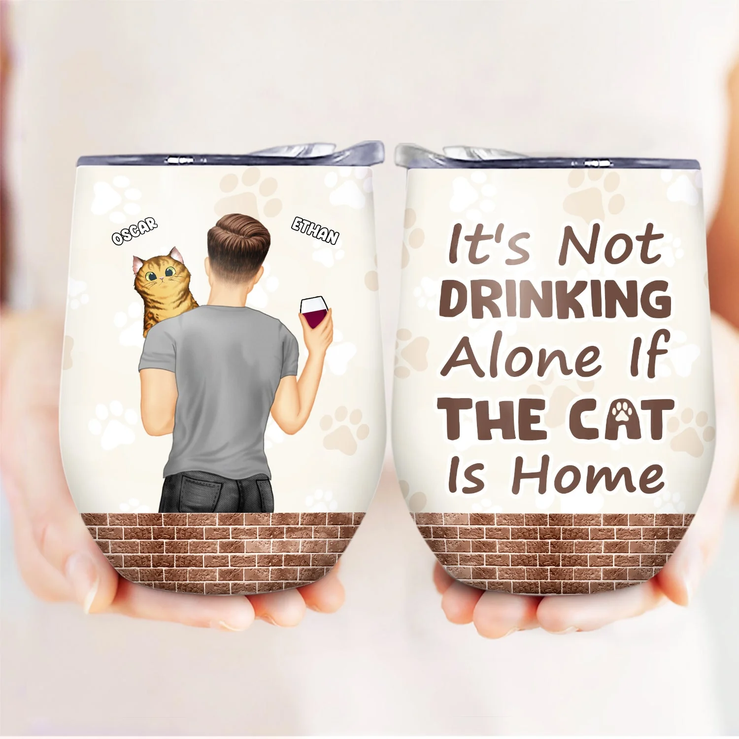 It's Not Drinking Alone - Gift For Dog And Cat Lovers - Personalized Custom Wine Tumbler - Image 3