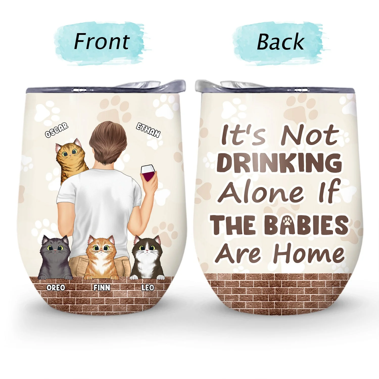 It's Not Drinking Alone - Gift For Dog And Cat Lovers - Personalized Custom Wine Tumbler - Image 4