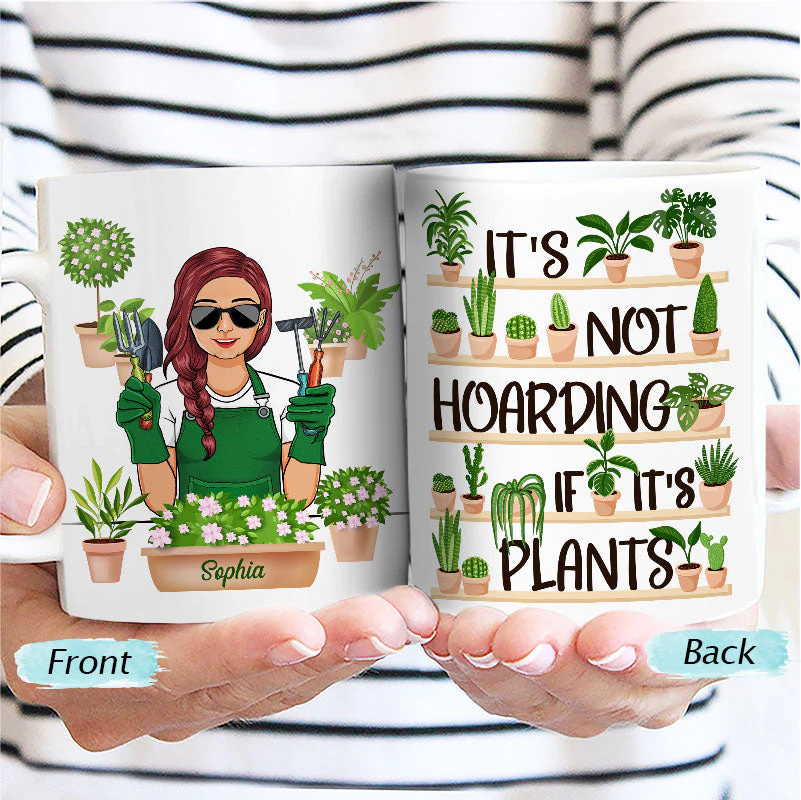 It's Not Hoarding If It's Plants Gardening - Personalized Custom White Edge-to-Edge Mug - Image 2
