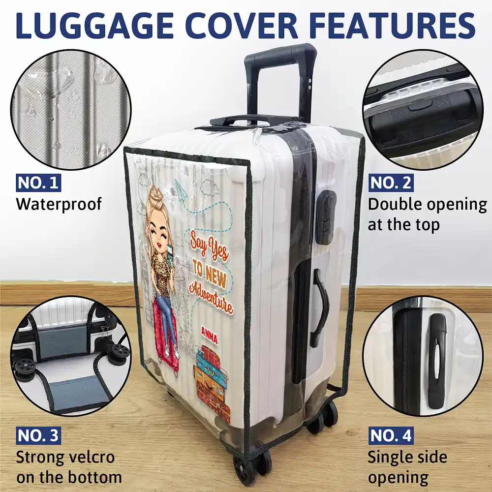 It's On My List Travel Lover - Personalized Clear Luggage Cover - Image 4
