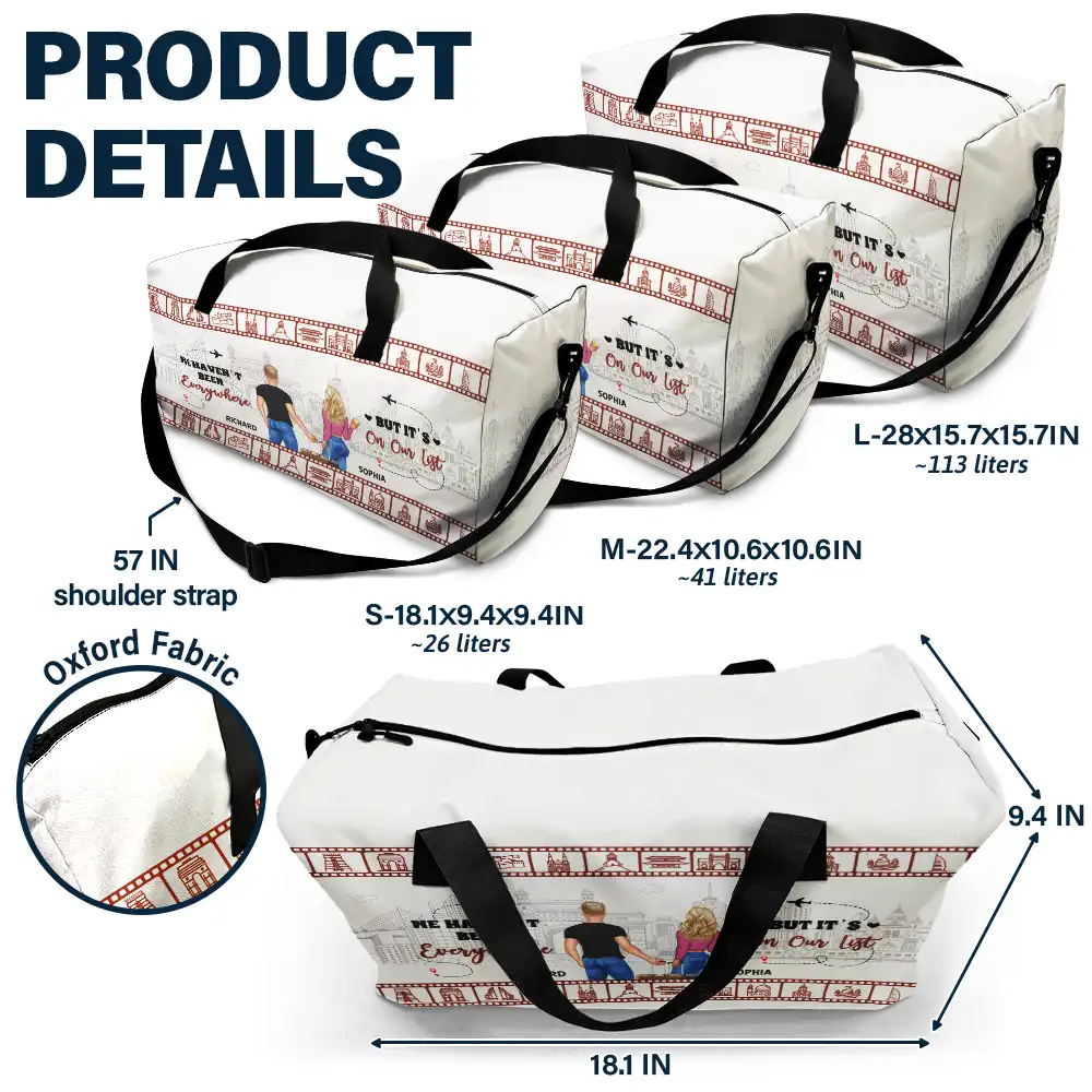 It's On Our List Travel Couple - Personalized Duffle Bag - Image 6