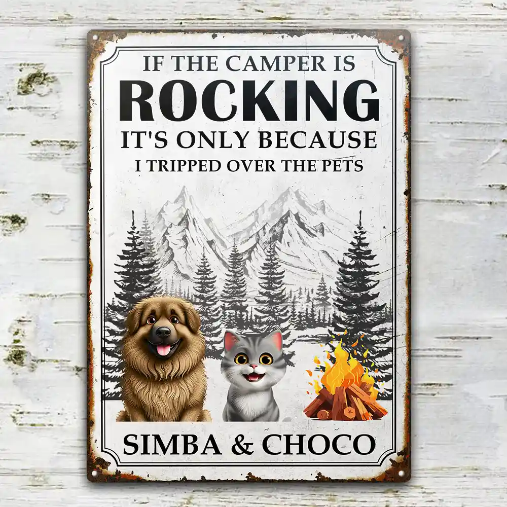 It's Only Because I Tripped Over The Dog Funny Camping - Personalized Classic Metal Signs - Image 2