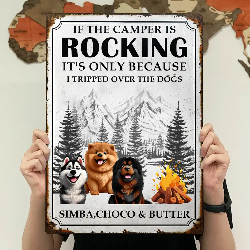 It's Only Because I Tripped Over The Dog Funny Camping - Personalized Classic Metal Signs - Image 4