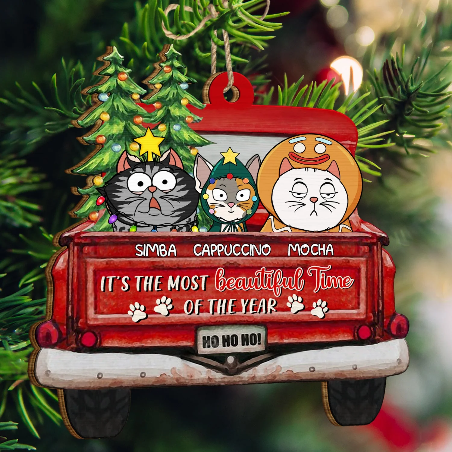 It's The Most Beautiful Time Of The Year - Christmas Gift For Dog, Cat, Pet Lovers - Personalized Wooden Cutout Ornament - Image 3