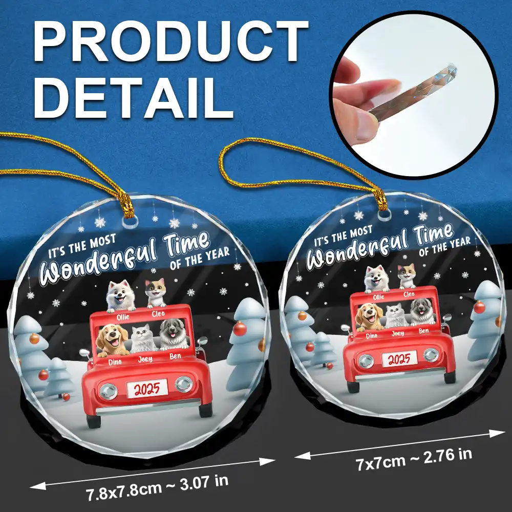 It's The Most Wonderful Time Of The Year - Personalized Circle Glass Ornament - Image 6