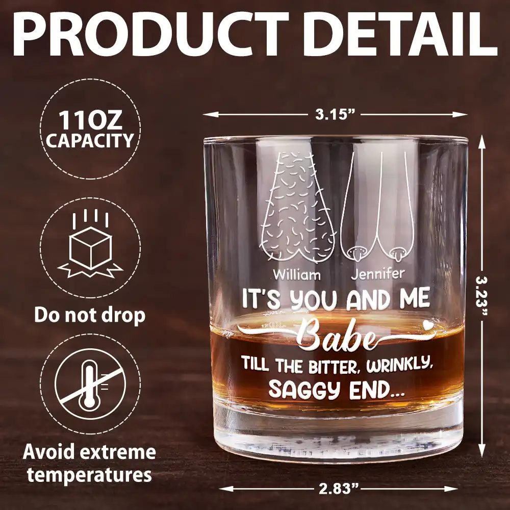 It's You And Me Babe Till The End Couple - Personalized Whiskey Glass - Image 5