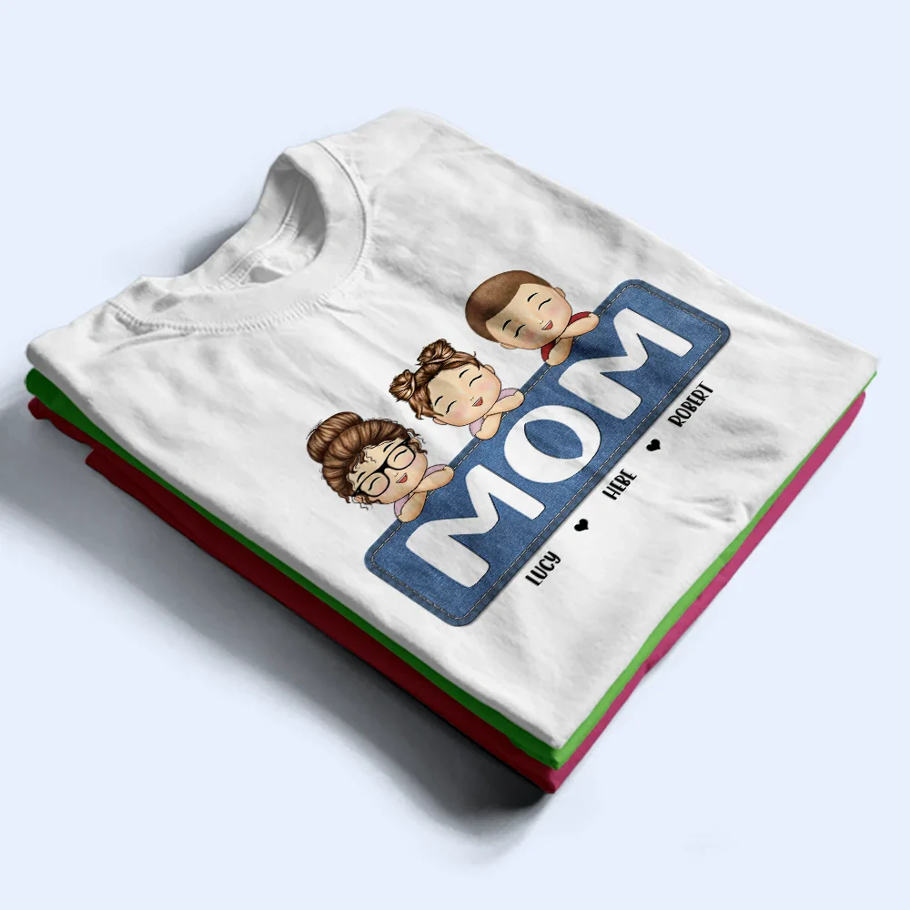 Jeans Pattern Mom Nana And Kids - Personalized T Shirt - Image 2