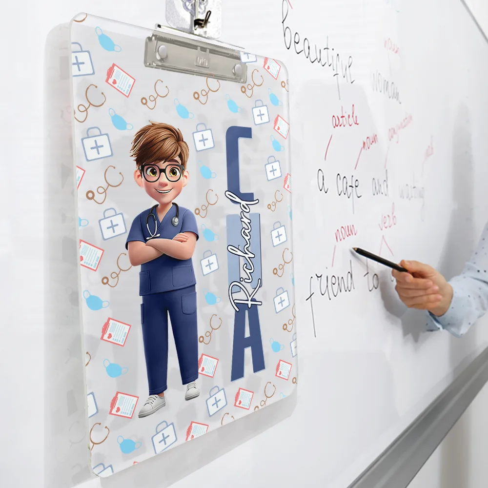 Job Title 3D Effect Nurse - Personalized Acrylic Clipboard - Image 3