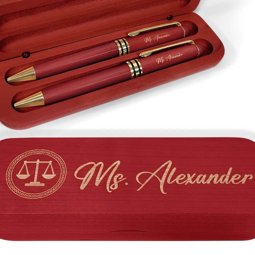 Job Title Nurse Lawyer Firefighter - Personalized Wooden Pen Set - Image 4