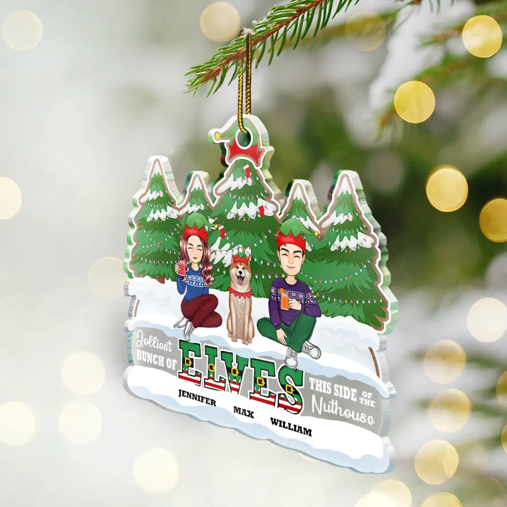 Jolliest Bunch Of Elves Family - Personalized Custom Shaped Acrylic Ornament - Image 2