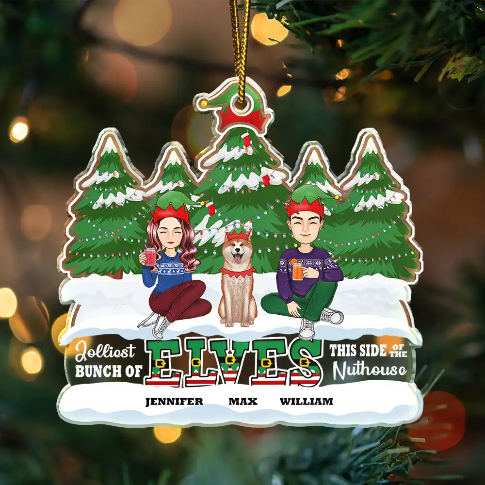 Jolliest Bunch Of Elves Family - Personalized Custom Shaped Acrylic Ornament - Image 3