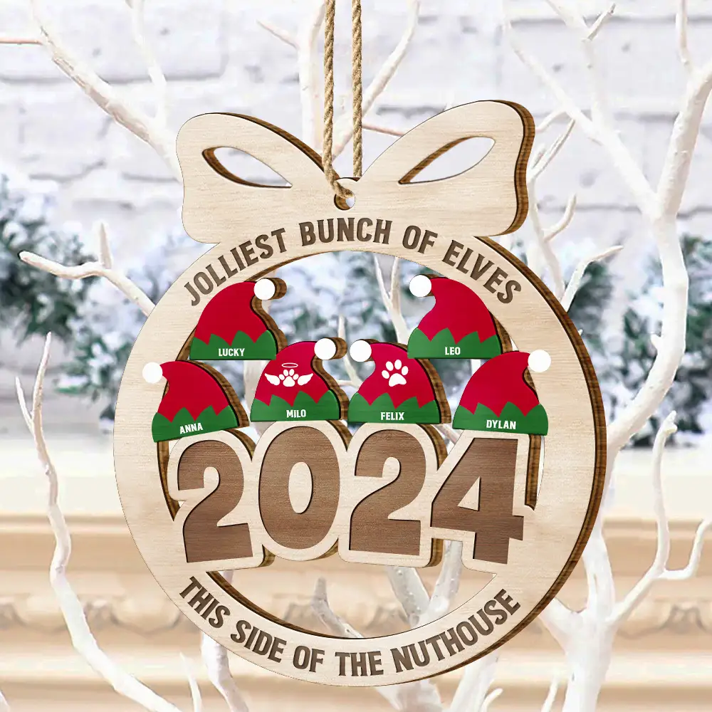 Jolliest Bunch Of Elves - Personalized Wooden Cutout Ornament - Image 4
