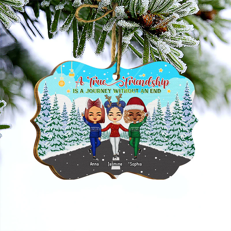 Journey With Best Friends - Christmas Gift For BFF Besties - Personalized Custom Wooden Ornament - Image 3