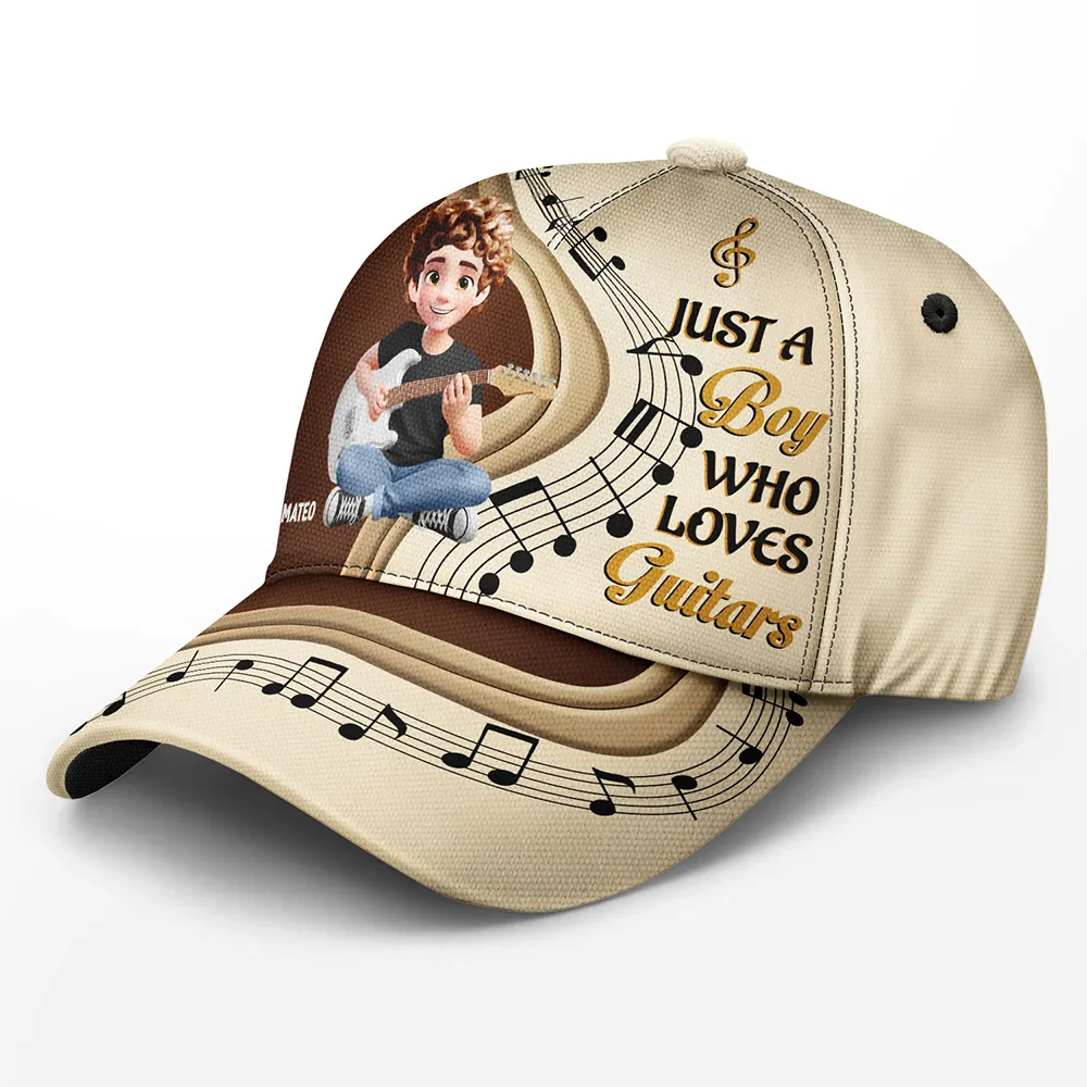 Just A Boy Girl Who Loves Guitars 3D Effect - Personalized Classic Cap - Image 2
