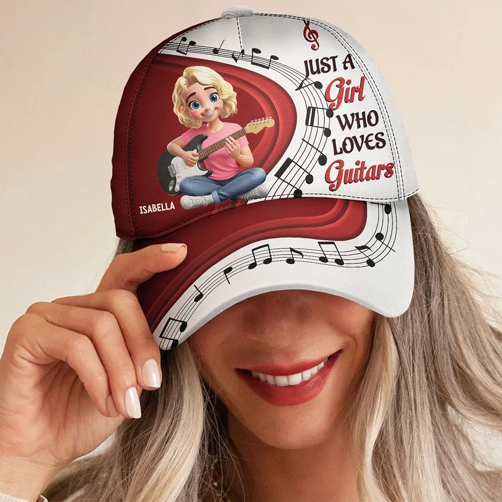 Just A Boy Girl Who Loves Guitars 3D Effect - Personalized Classic Cap - Image 4