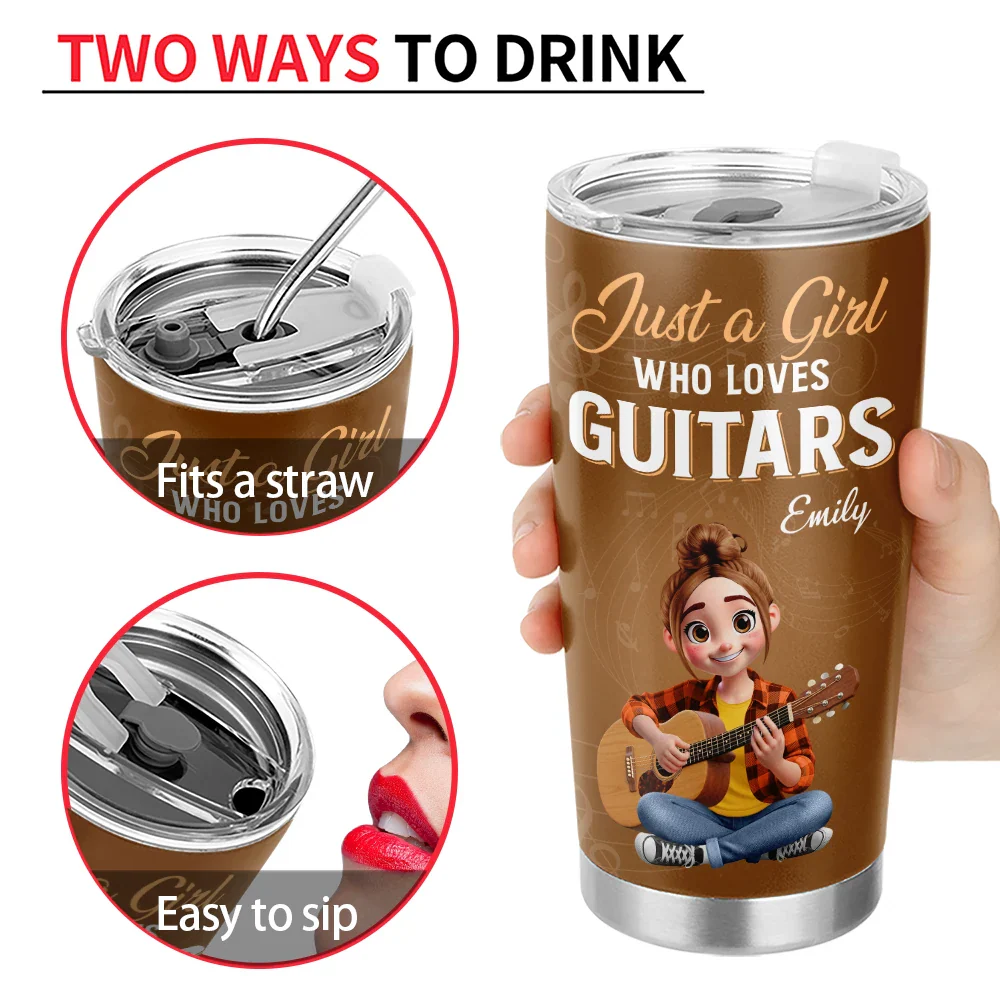 Just A Boy Who Loves Guitars - Personalized Tumbler - Image 4