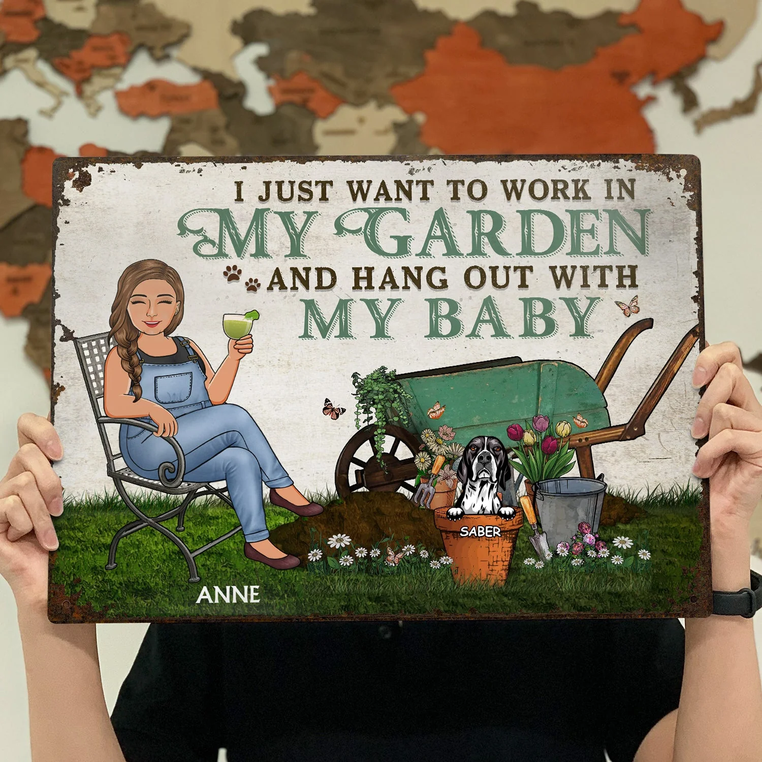 Just A Crazy Cat Lady Who Loves Gardening - Birthday, Loving, Home Decor Gift For Mother, Grandma, Grandmother, Dog Mom, Gardener - Personalized Custom Classic Metal Signs - Image 4