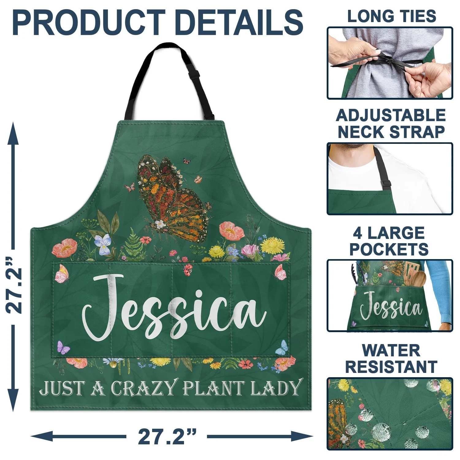 Just A Crazy Plant Mom In Her Office - Birthday, Loving Gift For Mother, Gardening Lover - Personalized Apron - Image 4
