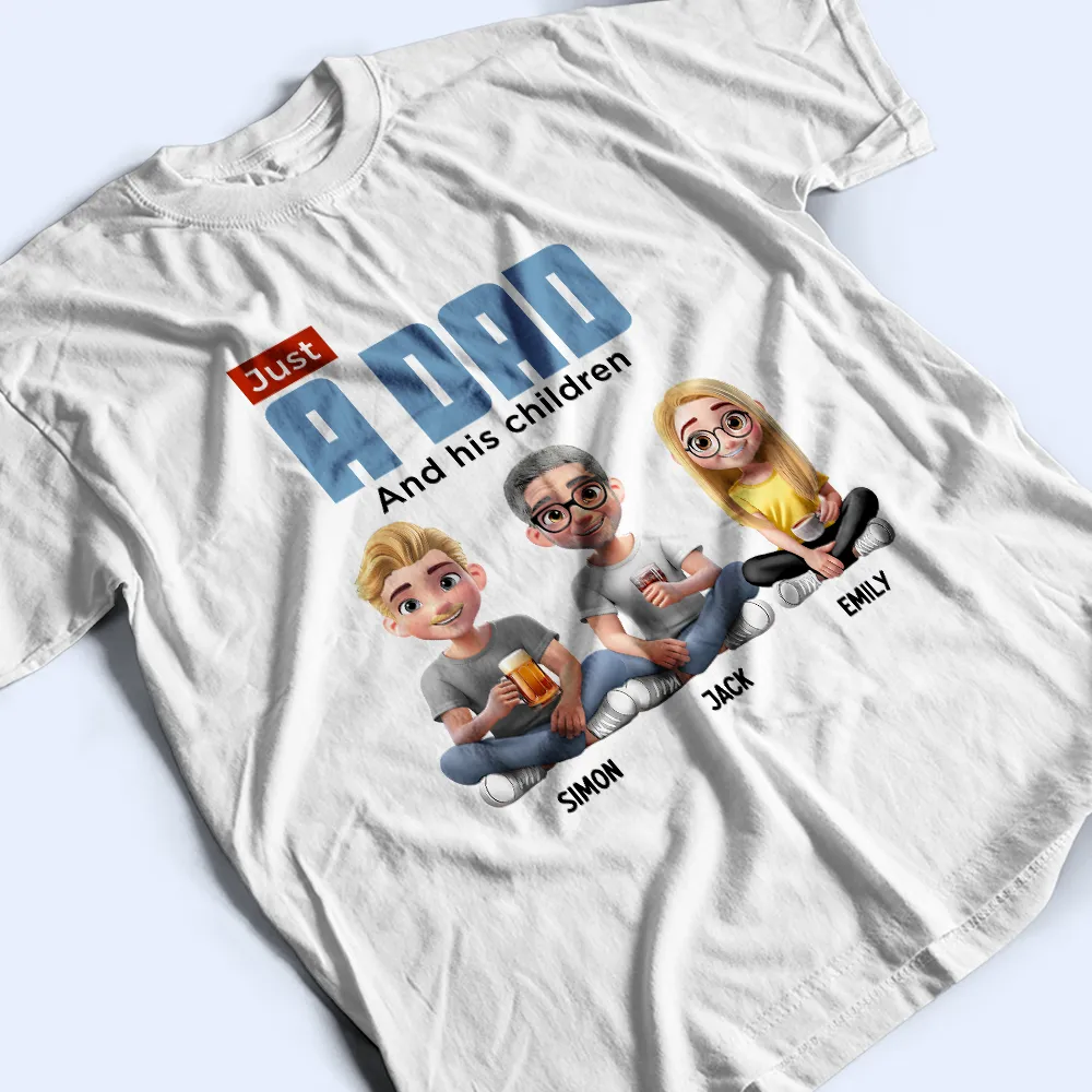 Just A Dad And His Girl 3D Cartoon - Personalised T Shirt - Image 3
