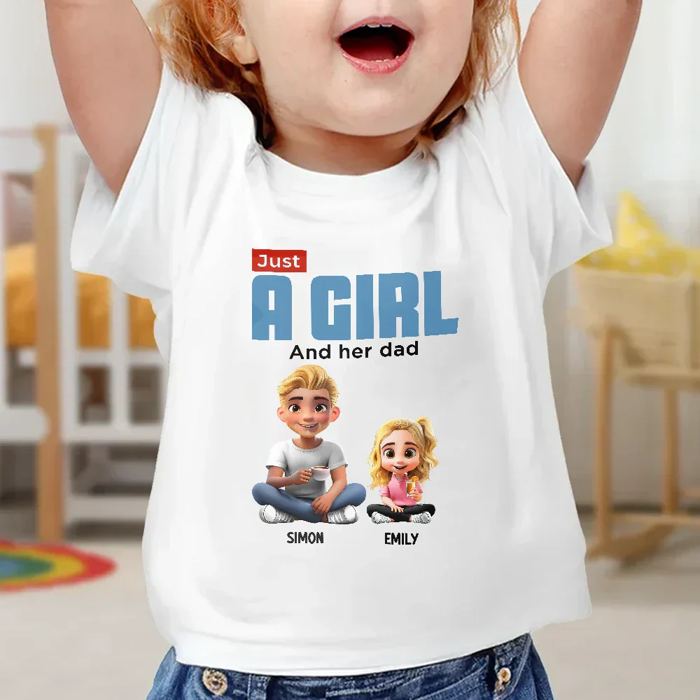 Just A Dad And His Girl 3D Cartoon - Personalised T Shirt - Image 5