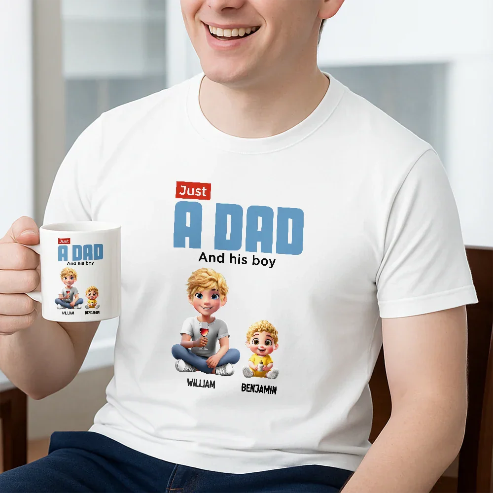 Just A Dad And His Girl 3D Cartoon - Personalized Father's Day Gift Set - Image 2