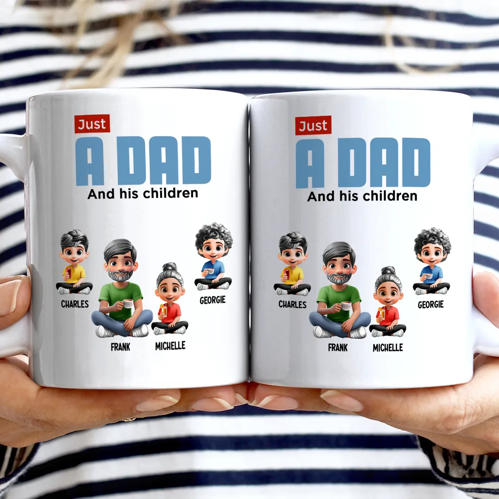 Just A Dad And His Girl 3D Cartoon - Personalized Father's Day Gift Set - Image 4