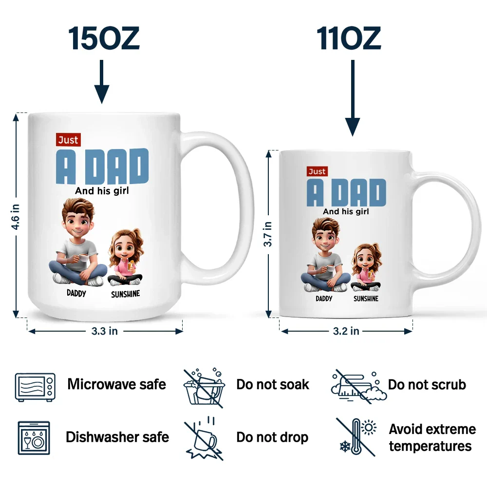 Just A Dad And His Girl 3D Cartoon - Personalized Father's Day Gift Set - Image 5